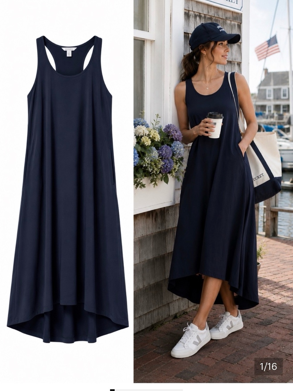 Athleta Navy Presidio Travel Maxi Tank Dress